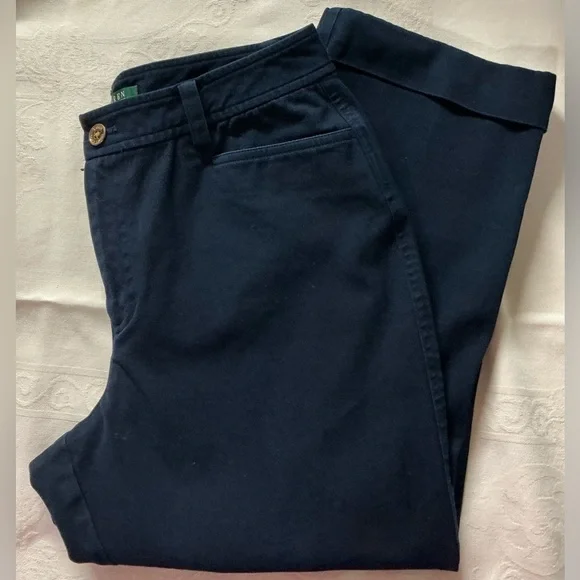 Lauren Ralph Lauren Women Blue Cropped Ankle Pants - Picture 5 of 6